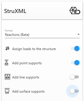 Selecting the support type during StruXML export