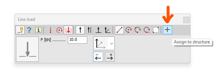 Assign to structure toggle on the Line load toolbar