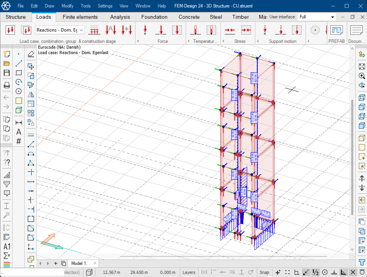 The exported custom selection opened in FEM-Design