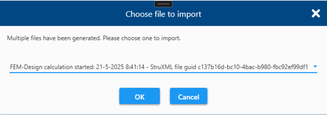 Selecting the desired file from the dropdown