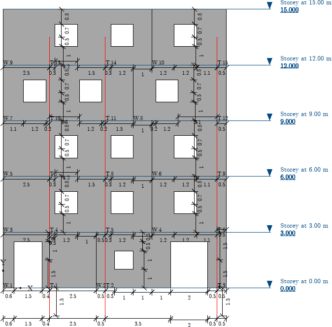 Dimension lines on an elevation