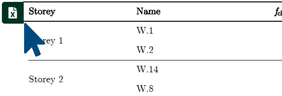 The Excel export icon in the PDF